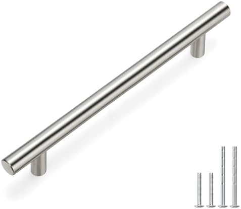 homdiy Brushed Nickel Cabinet Handles Kitchen Pulls Stainlees Steel 6-1/4inch(160mm) Hole Centers - Europe Bedroom Drawer Dresser Cabinet pulls 40Pack