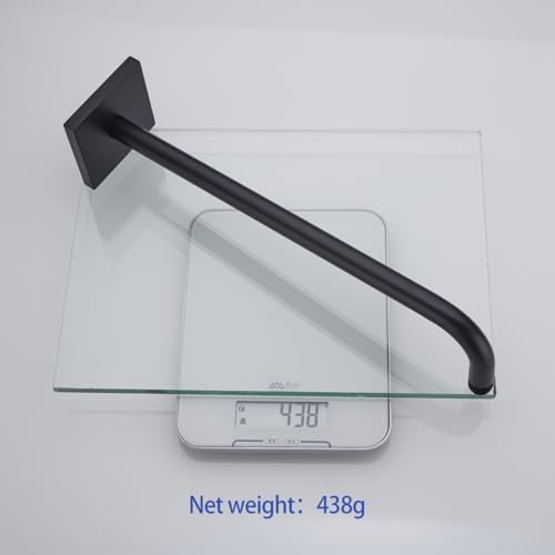 16 Inch Shower Head Extension Arm Wall Mounted Rainfall Extend Pipe Tube Stainless Steel Bathroom Accessories Matte Black,SW-91018-16MB-SQ.