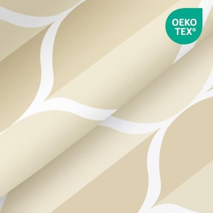 Yiatn Ivory No Hook Shower Curtain with Snap-in Liner, 71 x 74 Inch