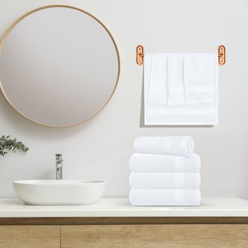 GLAMBURG Ultra Soft 6-Piece Hand Towel Set 16x28-100% Ringspun Cotton - Durable & Highly Absorbent Hand Towels - Ideal for use in Bathroom, Kitchen, Gym, Spa & General Cleaning - White