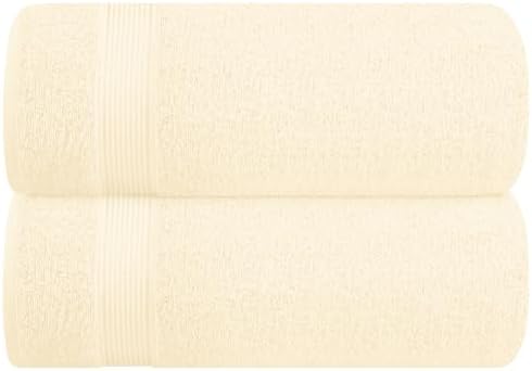Belizzi Home Cotton 2 Pack Oversized Bath Sheet 35x70, Large Bath Sheet, Ultra Soft, Absorbent, Compact, Eco-Friendly, Recyclable, Quick Drying and Lightweight Towel - Ivory