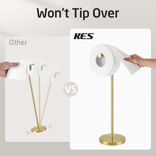 KES Gold Toilet Paper Holder Stand, 26" H (Taller Version), Weighted Base