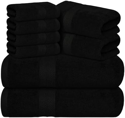 Avalon Towels Black Bath Towels, Black Towel Set, 8pc
