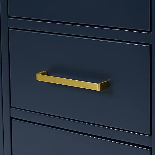 ARIEL Cambridge 48 Inch Single Rectangle Sink Bathroom Vanity with Nero Marquina Black Quartz Countertop 1.5 Inch in Midnight Blue