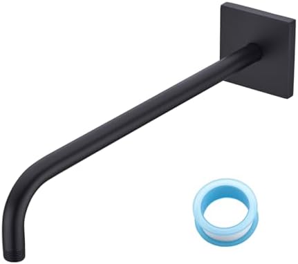 16 Inch Shower Head Extension Arm Wall Mounted Rainfall Extend Pipe Tube Stainless Steel Bathroom Accessories Matte Black,SW-91018-16MB-SQ.