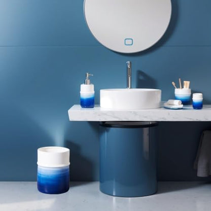 Blue Bathroom Accessories 3 Pcs, Ceramic Bathroom Accessory Set, Navy Blue Bathroom Set Include Dispenser,Soap Dish and Vase, Modern Bathroom Decor