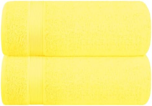 Belizzi Home Cotton 2 Pack Oversized Bath Sheet 35x70, Large Bath Sheet, Ultra Soft, Absorbent, Compact, Eco-Friendly, Recyclable, Quick Drying and Lightweight Towel - Lime Yellow