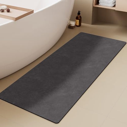 TYUU Thin Bath Mat Runner, Long Bathroom Rugs Non Slip, 24x60 Dark Grey