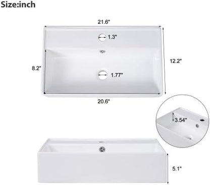 BNSPLY 22 Inch Floating Bathroom Vanity with Sink, Wall Mounted Bathroom Vanity Cabinet with Ceramic Sink, Modern Single Basin Vanities, Small Restroom Basin Cabinet with Right Side Storage, Gray