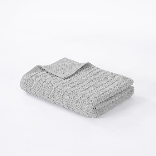 Modern Threads Otis 6-Piece 100% Cotton Towel Set – Zero Twist Jacquard Chevron – Includes 2 Bath Towels, 2 Hand Towels, 2 Washcloths – Absorbent, Quick Dry, Soft & Durable – Gray