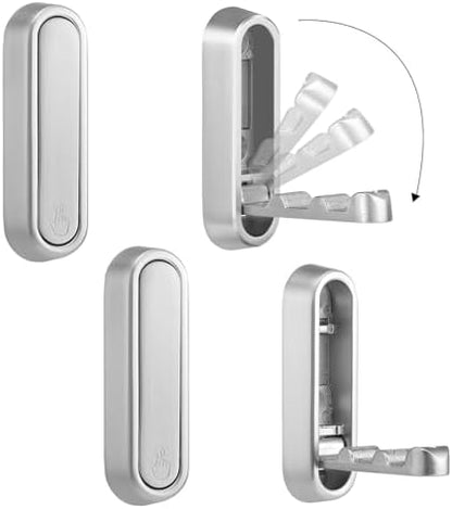Foldable Wall Hook, Silver, 4 Pack, Screw Mounted, Heavy Duty Coat Hooks
