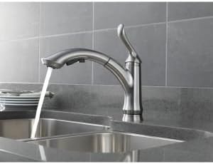 Delta Faucet Linden Single-Handle Kitchen Sink Faucet with Pull Out Sprayer, Chrome 4353-DST, BIG