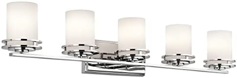Kichler Hendrik 43" 5 Light Vanity Light with Satin Etched Cased Opal Chrome