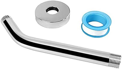 NearMoon Shower Arm with Flange, Made of 304 Stainless Steel Shower Extension Extender Pipe, Wall-Mounted for Fixed Bathroom Showerhead, Never Rust (10 Inch, Chrome Finish)