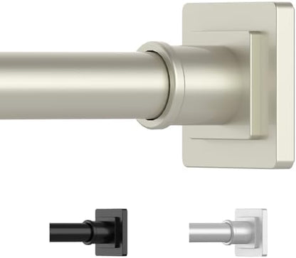 UIOSANRT Brushed Nickel Shower Curtain Rod 31-92 Inches Non-Slip Shower Rod Tension Mounted No Drill Tension Shower Curtain Rods Spring Tension Rod for Windows Bathroom