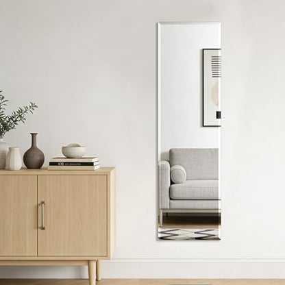 Frameless Full Length Mirror for Wall, 55x16 Inch Bathroom Vanity Mirror