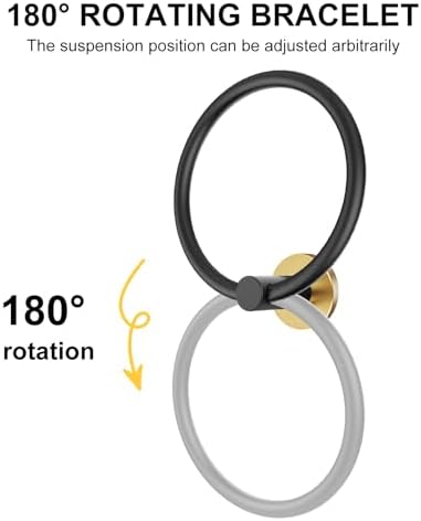 SetSail Towel Holder for Bathroom Wall Round Towel Ring, Black and Glod