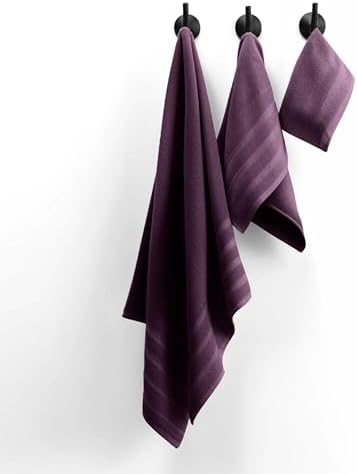 Hearth & Harbor Bath Towels for Bathroom - 100% Ring Spun Cotton Luxury Bathroom Towels - Soft & Highly Absorbent Bath Towels Set, 6 Piece Set, Purple