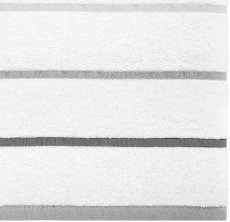IZOD – Bath Towels, Plush Ringspun Cotton Blend with Striped Design and Dark Hem Finish, Set of 2 (Sandbar Grey)