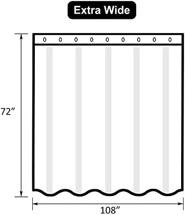 EurCross Heavy Duty Extra Wide Shower Curtain Liner 108 x 72 inch with 3D Pebble Design, Thick 11G EVA Heavyweight Clear Shower Liner Curtains for Bathroom with 3 Strong Magnet