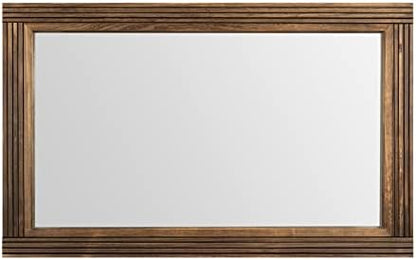 YOSHOOT Hand-Made Wooden Spliced Wall Mirror for Bathroom, Rustic Farmhouse Vanity Mirror, Décor Wall Art, Solid Wood Frame, Vertical or Horizontal Hanging, 60" x 36", Brown