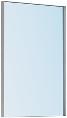 VocalStar Silver Bathroom Mirror, 18 x 26 Inch Square Corner Rectangle Nickel Metal Framed Bathroom Vanity Mirrors for Wall Modern, 1/4-inch Shatterproof Glass | Ultra-Flush Hanging