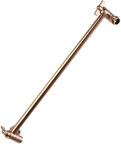 Heavy Duty Adjustable Shower Arm, 16" 100%Brass Extension with Gear Lock Teeth & Swivel Nut,Strong Load Support, No Sagging, Keeps ShowerHead Straight, Leak-Free, G1/2 NPT(Rose Gold)