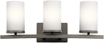 KICHLER Crosby 23" 3 Light Vanity Light Satin Etched Cased Opal Olde Bronze®,White