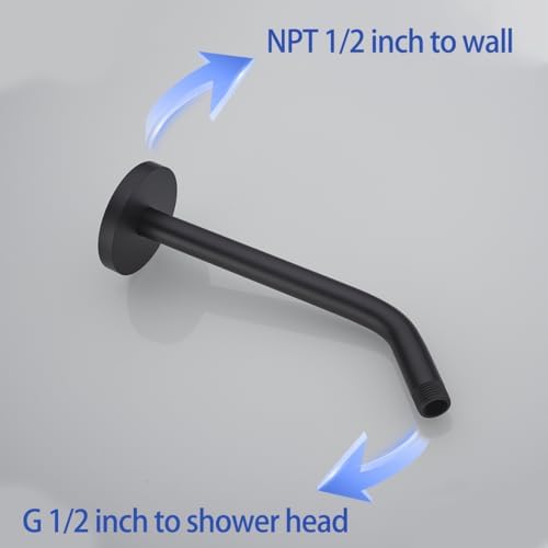 Shower Arm with Flange,Ceiling Mount Replacement Rain Shower Head Straight Arm Ceiling-Mounted For Fixed Shower Head & High Pressure Rain 10 Inch Matte Black,SW-RD91018-10MB.