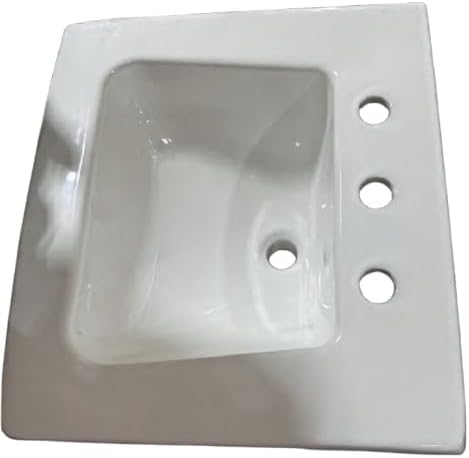 VitreousPro 22"x20" Semi-Round Wall-Mount Bathroom Sink – 3-Hole (8” Widespread) Faucet Compatible, Front Overflow, Glossy White Vitreous China, Space-Saving Design