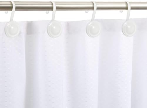 CHICTIE White Shower Curtain Hooks Rings, Decorative Shower Hook for Shower Curtain, Rustproof Modern Shower Rings Hangers for Bathroom Curtains Rods, Set of 12