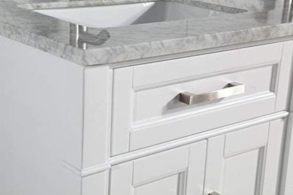 Vanity Art 60 Inch Double Sink Bathroom Vanity with Mirror | Carrara Marble Stone Top Storage Bathroom Organizer Cabinet with Dovetailed Drawer, Soft Closing Doors, Brushed Nickel Handles, VA2060-DW