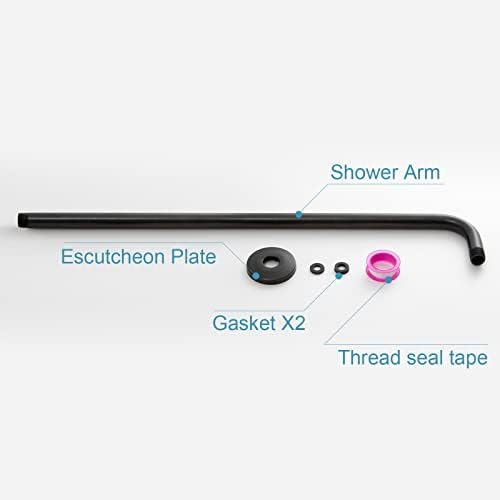 OFFO Shower Arm with Flange, 24 in Oil Rubbed Bronze Wall Mount Replacement Angle Shower Head Arm Wall-Mounted For Fixed Shower Head & Handheld Showerhead
