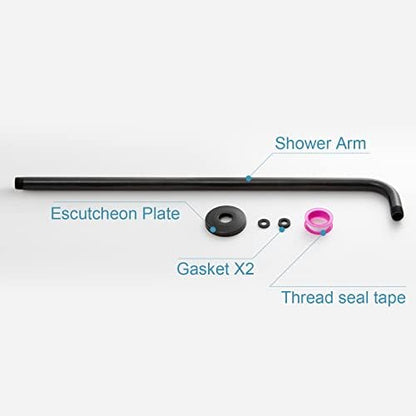 OFFO Shower Arm with Flange, 24 in Oil Rubbed Bronze Wall Mount Replacement Angle Shower Head Arm Wall-Mounted For Fixed Shower Head & Handheld Showerhead