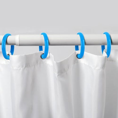 Blue Shower Curtain Hooks - 12 Pcs Circular Plastic Shower Curtain Rings for Bathroom - O Shaped Blue Shower Hooks Rings for Shower Curtain Rod