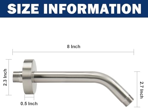 NearMoon Shower Arm with Flange, Made of 304 Stainless Steel Shower Extension Extender Pipe, Wall-Mounted for Fixed Bathroom Showerhead, Never Rust (8 Inch, Brushed Nickel)