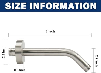 NearMoon Shower Arm with Flange, Made of 304 Stainless Steel Shower Extension Extender Pipe, Wall-Mounted for Fixed Bathroom Showerhead, Never Rust (8 Inch, Brushed Nickel)