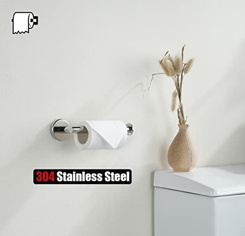 JQK Chrome Toilet Paper Holder, 5 Inch 304 Stainless Steel Thick 8mm Tissue Paper Dispenser for Bathroom, Hold Mega Rolls, Polished Chrome Wall Mount, 2 Pack, TPH120-CH-P2