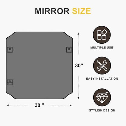 Vanity Bathroom Mirror, 30" x 30" Black Scalloped Mirror for Wall