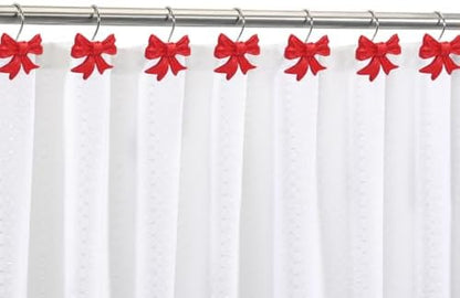 CHICTIE Decorative Shower Curtain Hooks, Bow Knot Shower Curtain Rings Hooks for Bathroom Baby Kids Room Rustproof Shower Hooks (Red)