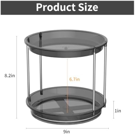 Rotating Makeup Organizer, Perfume Skincare Holder, 2 Tier 9 Inch, Gray