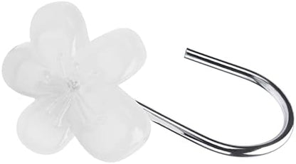 Cute Flower Shower Curtain Hooks, Glow in The Dark, Pretty Floral Themed Elegant Spring Time Bathroom Decor, White