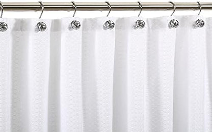 Chictie Silver Shower Curtain Hooks - Oil Rubbed Chrome Decorative Shower Curtain Rings,Set of 12 Bling Metal Rustproof Shower Hangers for Bathroom Curtains Rods Hollow Ball Design