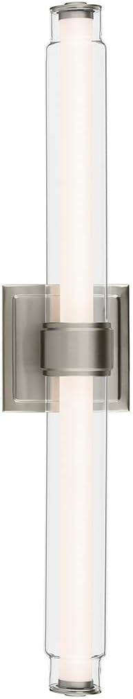 Kichler Laurene LED Bath Bar Light, Brushed Nickel | Linear vanity light with clear glass for mirrors and vanities (26.5" x 5"), 55238NILED
