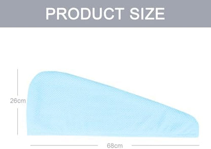 MaopaoBeauty Thicker Hair Drying Towels, Quick Drying Towels for Hair with Button, Super Absorbent Hair Turbans for Wet Hair Long Thick Curly Hair, Soft Hair Drying Towel Wrap, Light Blue