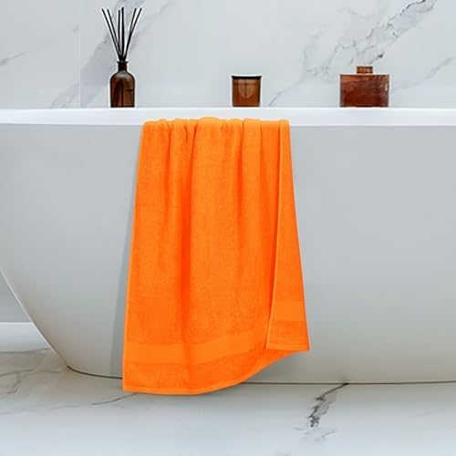 Belizzi Home 4 Pack Bath Towel Set 27x54, 100% Ring Spun Cotton, Ultra Soft Highly Absorbent Machine Washable Hotel Spa Quality Bath Towels for Bathroom, 4 Bath Towels - Orange
