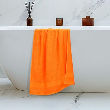 Belizzi Home 4 Pack Bath Towel Set 27x54, 100% Ring Spun Cotton, Ultra Soft Highly Absorbent Machine Washable Hotel Spa Quality Bath Towels for Bathroom, 4 Bath Towels - Orange