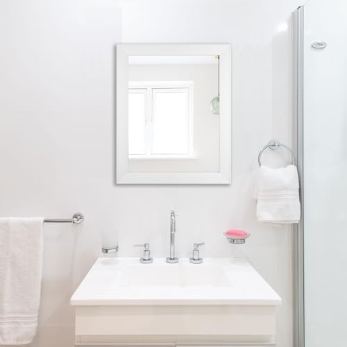 Ruomeng Rectangular Wall Mirror 16" x 20" Framed Mirror for Bathroom White