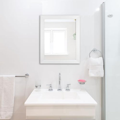 Ruomeng Rectangular Wall Mirror 16" x 20" Framed Mirror for Bathroom White