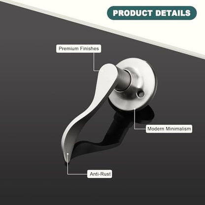 GOBEKOR 1 Pack Brushed Nickel Lever Door Handle Dummy Left-Handed Door Levers Closet Door Handles for Pantry Interior Non-Turning Door Lever